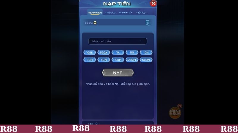 Hướng dẫn R88 nạp tiền an toàn từng bước